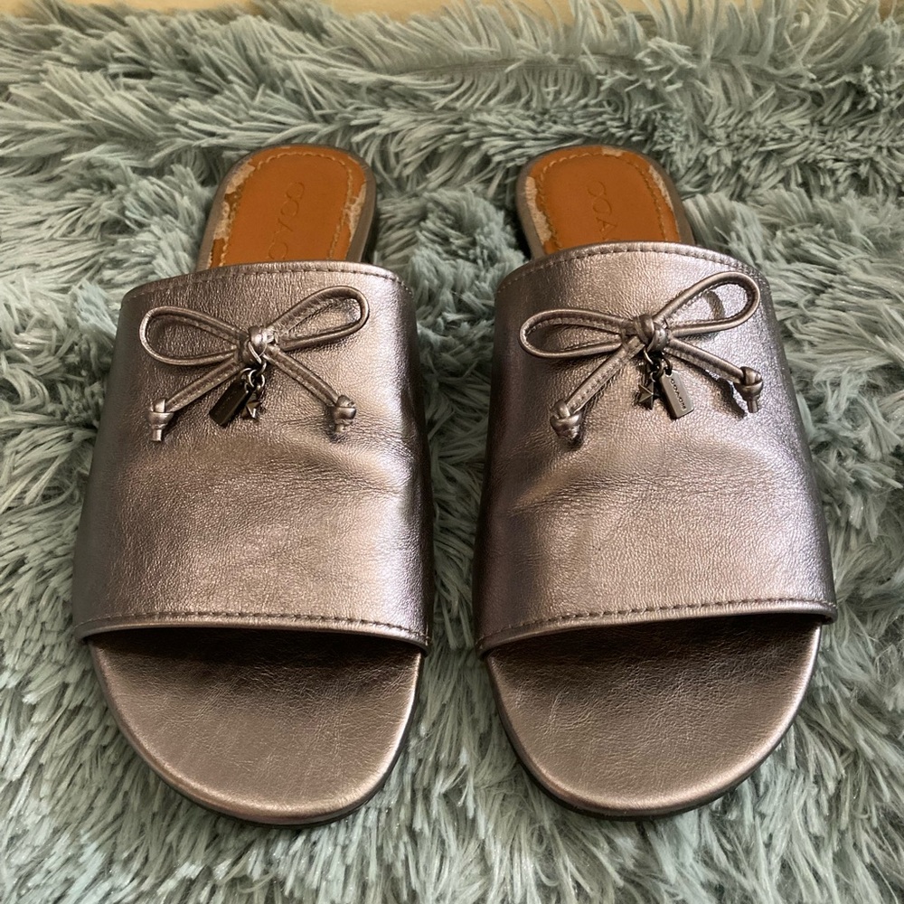 Coach Pewter Slide Sandals, size 9